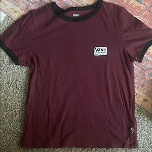 Vans Maroon and Black Ringer Tee